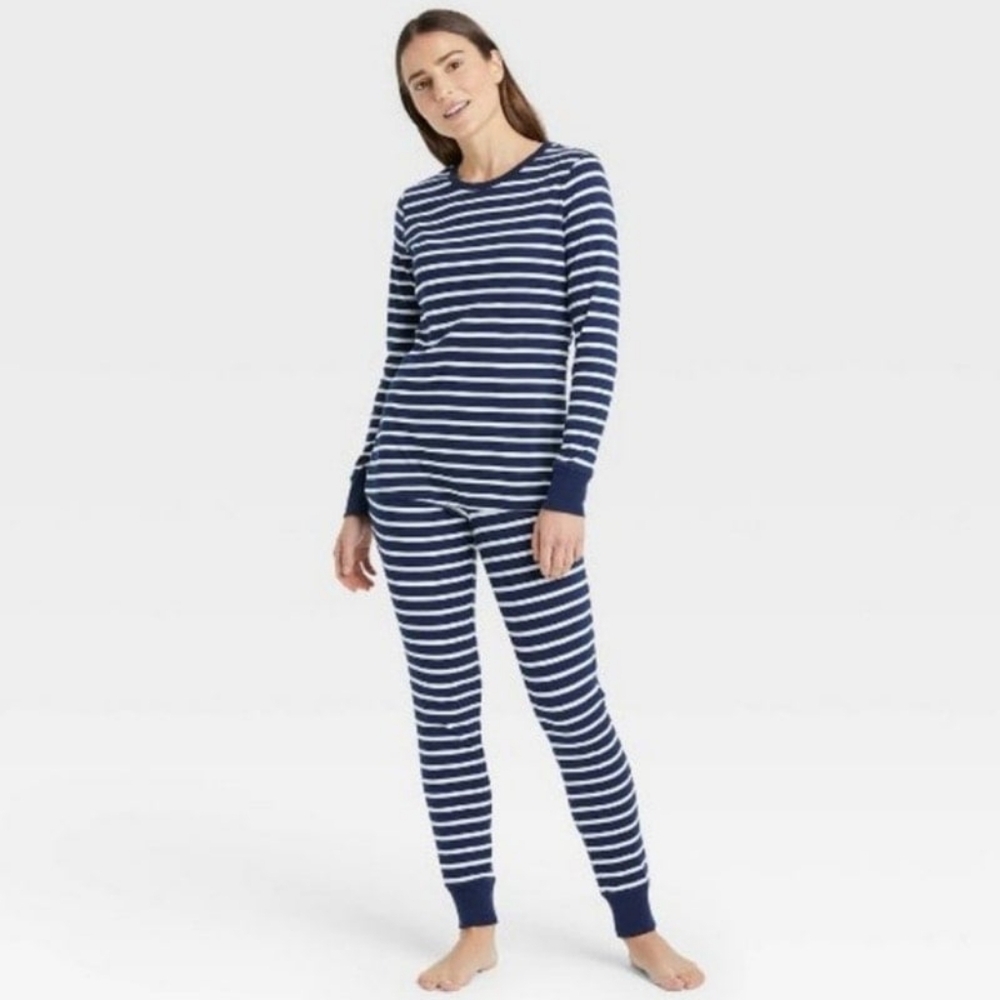 Striped Navy and White Kids Pajamas